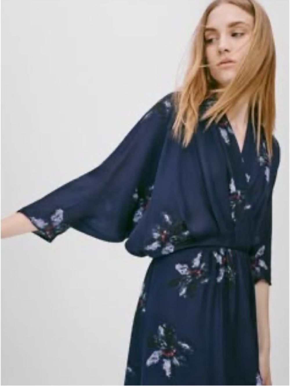 Babaton Cuthbert 100% Silk Dress Blue Floral Size XS